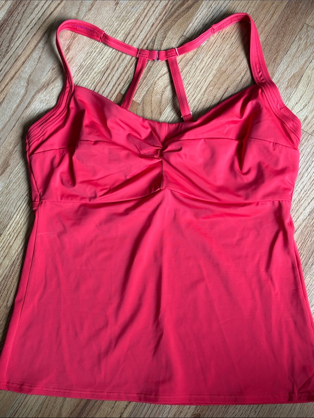 Title Nine 36DD Bright Coral Red Racerback Tankini Top swimsuit